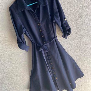 Sharagano Navy Blue Button Up Dress